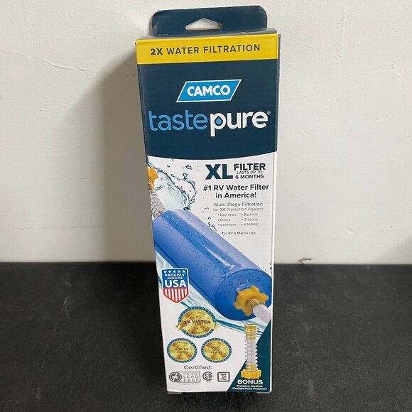 Camco RV & Marine Exterior XL Carbon Water Filter W/ Flexible Hose 40019 - Picture 1 of 3